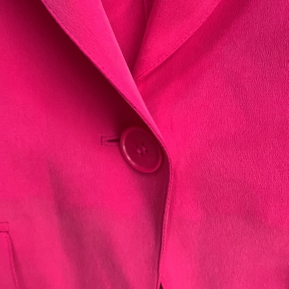Lafayette 148 Hot 💕 Pink Barbie Silk Soft Long Sleeve One Button Jacket Blazer - Picture 9 of 16